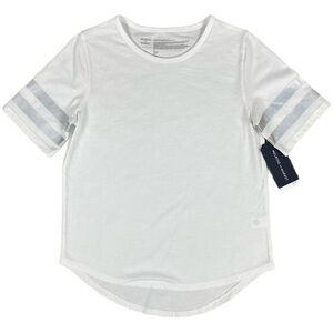 Melrose & Market Girls White Metallic Foil Short Sleeve Size Large (10/12)